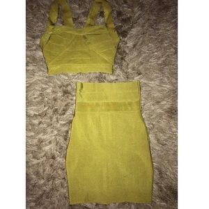 Lime green bandage two piece